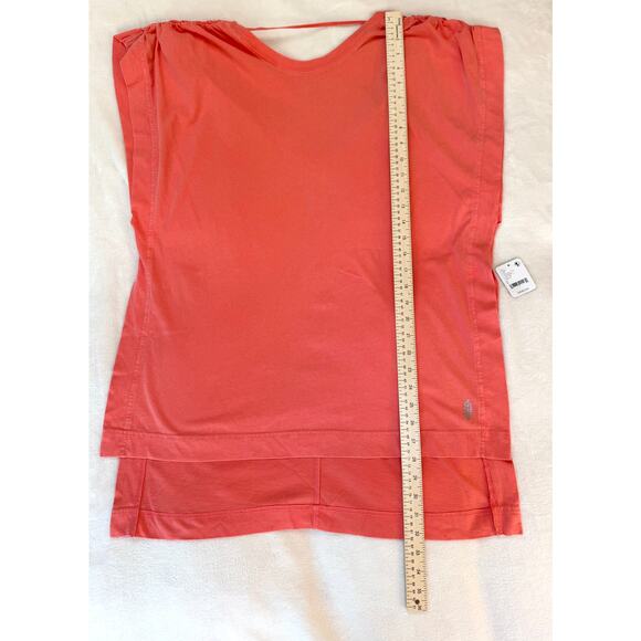 Free People Movement Arabesque Tee Long Peach Orange Tunic Tshirt Top S - Picture 7 of 10